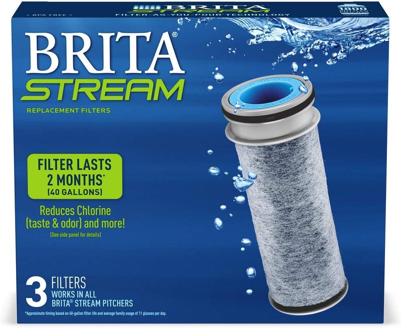 BRITA Stream Pitcher Water Filter for Pitchers and Dispensers, BPA-Free, Replaces 1,800 Plastic Water Bottles a Year, Lasts Two Months or 40 Gallons, Includes 3 Filters - Image 5